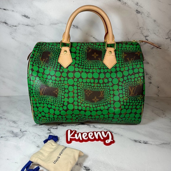Louis Vuitton Kusama Speedy bag 30 Green dots circles Spots monogram LV Rare - Picture 15 of 15
